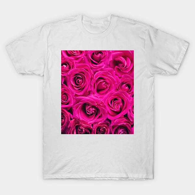 Hot Pink Roses T-Shirt by NewburyBoutique